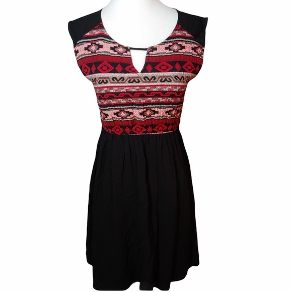 Ya Los Angeles Dress Small Black Red Sleeveless - Picture 1 of 8